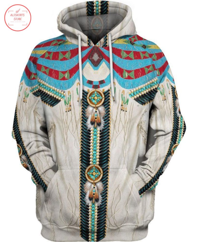 White Native Pattern 3D All Over Print Hoodie