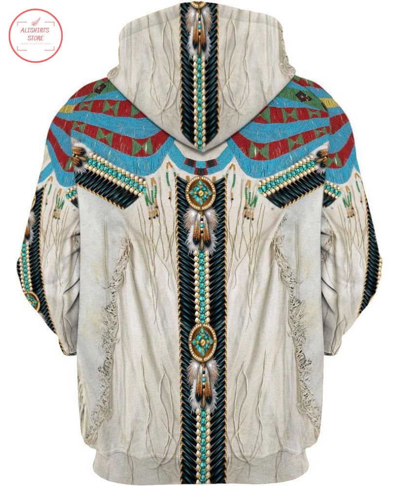 White Native Pattern 3D All Over Print Hoodie