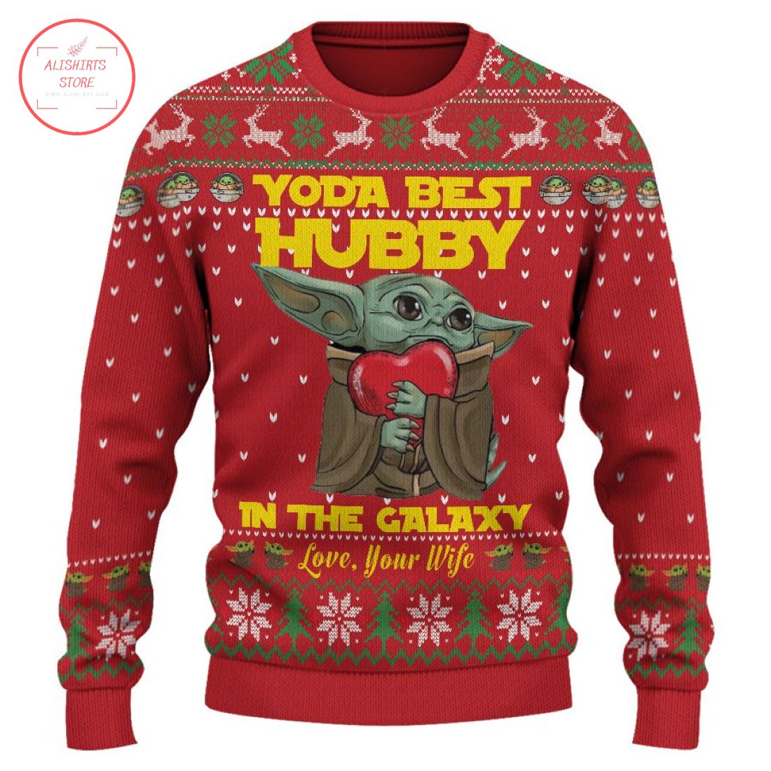Yoda Best Hubby in the Galaxy Love Your Wife Ugly Christmas Sweater
