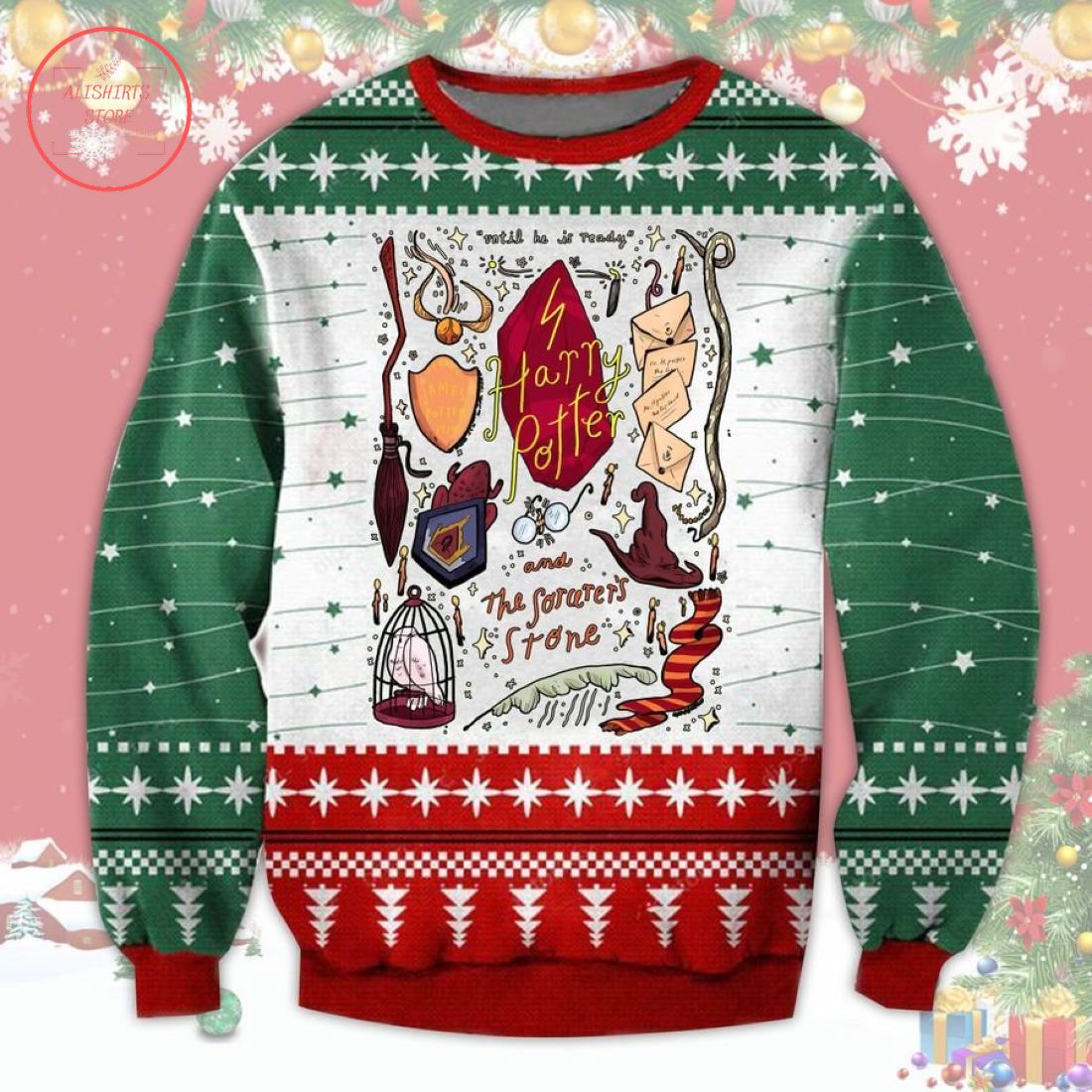 harry potter and the sorcerer's stone ugly christmas sweater