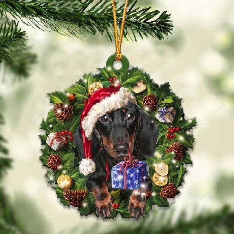Black Tan Dachshund Christmas Gift Acrylic Ornament