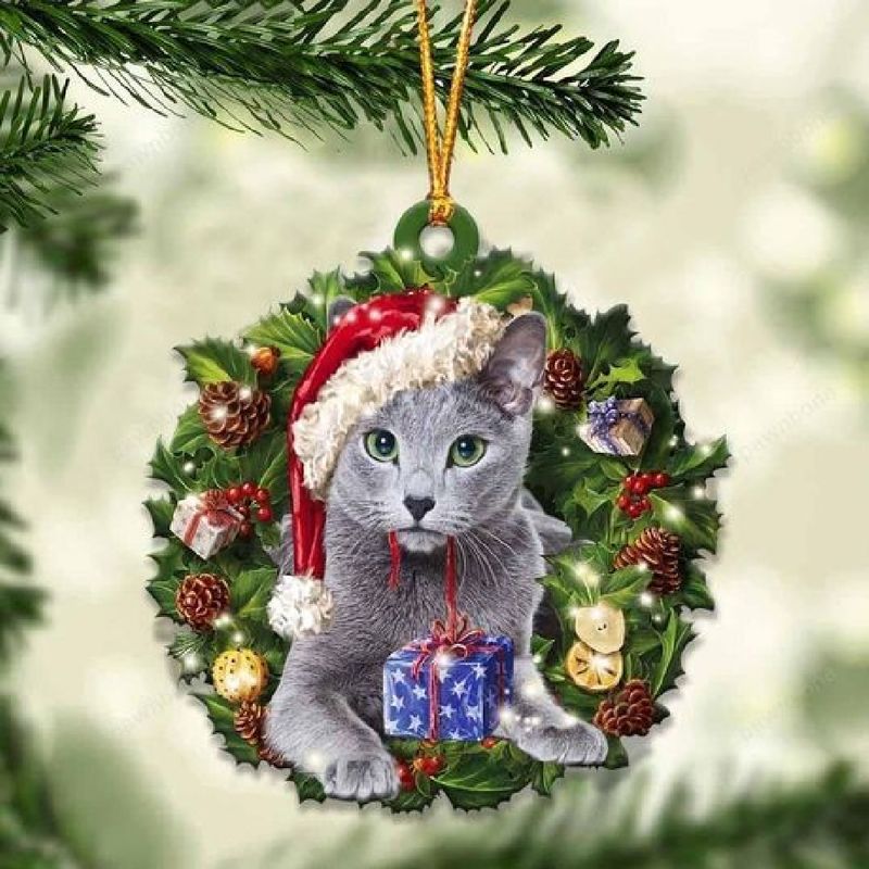 Russian Blue Christmas Gift Ornament