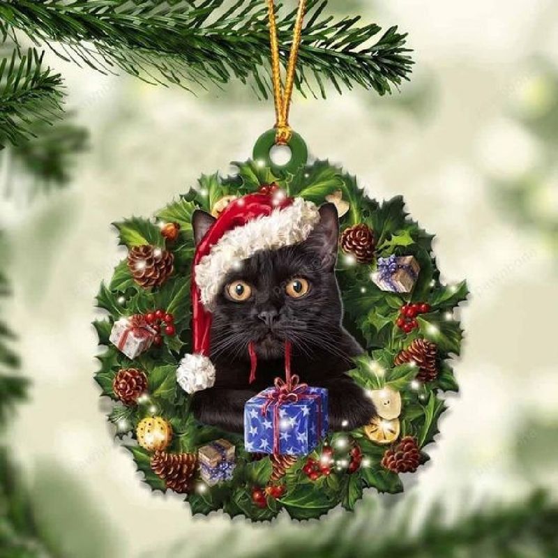 Black Cat Christmas Gift Ornament