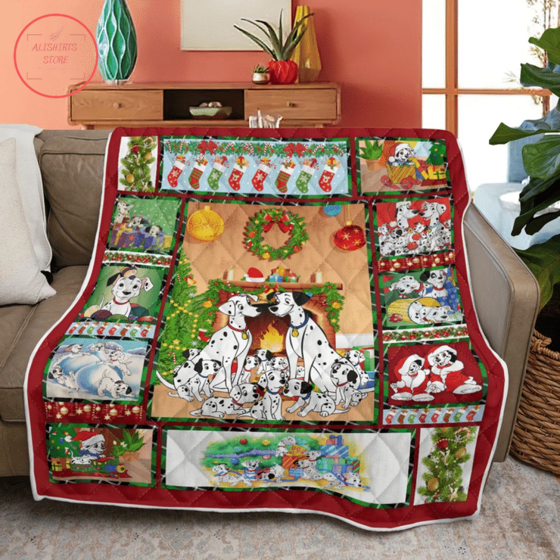 101 Dalmatians Movie Merry Christmas Quilt Blanket