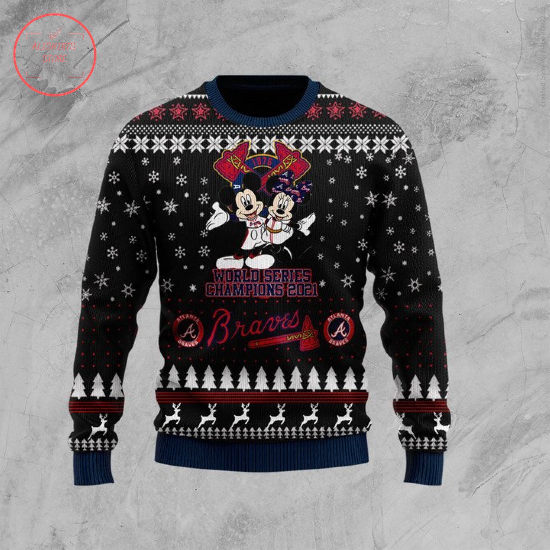 Atlanta Braves Champions Mouse Custom Ugly Christmas Sweater