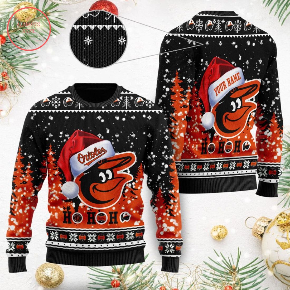 Baltimore Orioles Ho Ho Ho Custom Ugly Christmas Sweater