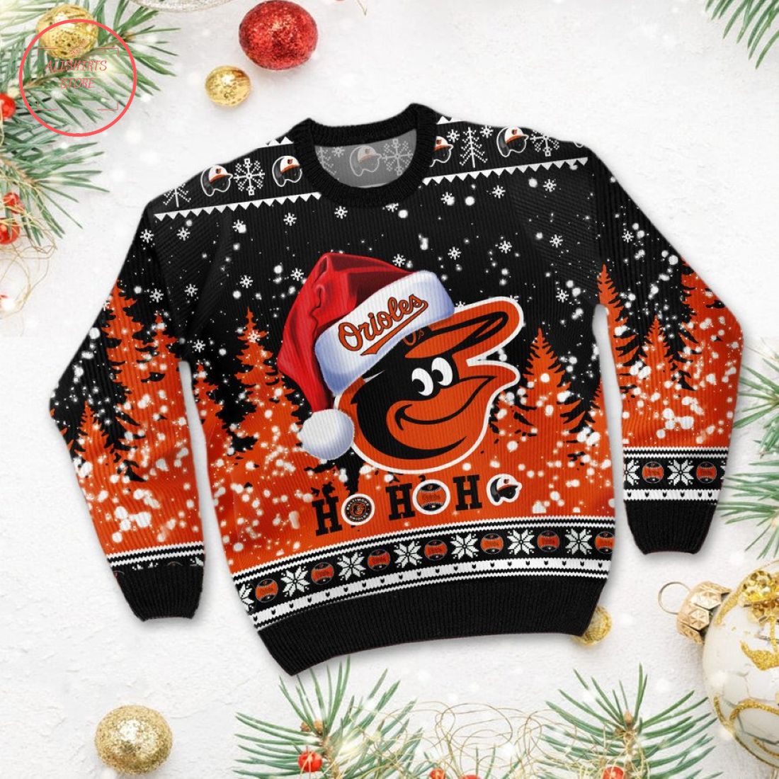 Baltimore Orioles Ho Ho Ho Custom Ugly Christmas Sweater