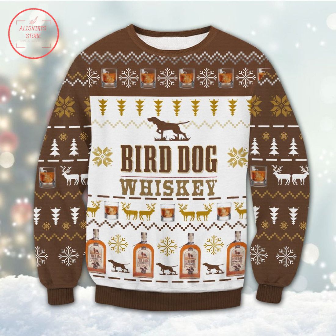 Bird Dog Whiskey Ugly Christmas Sweater