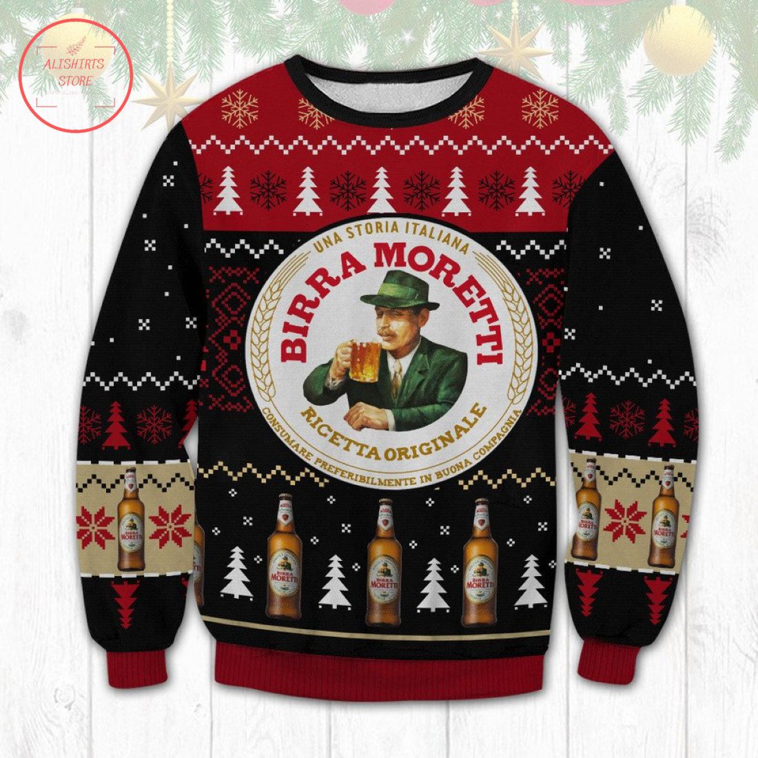 Birra Moretti Beer Ugly Christmas Sweater