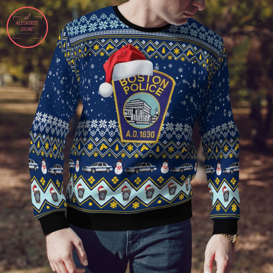 Boston Police Department Ugly Christmas Sweater