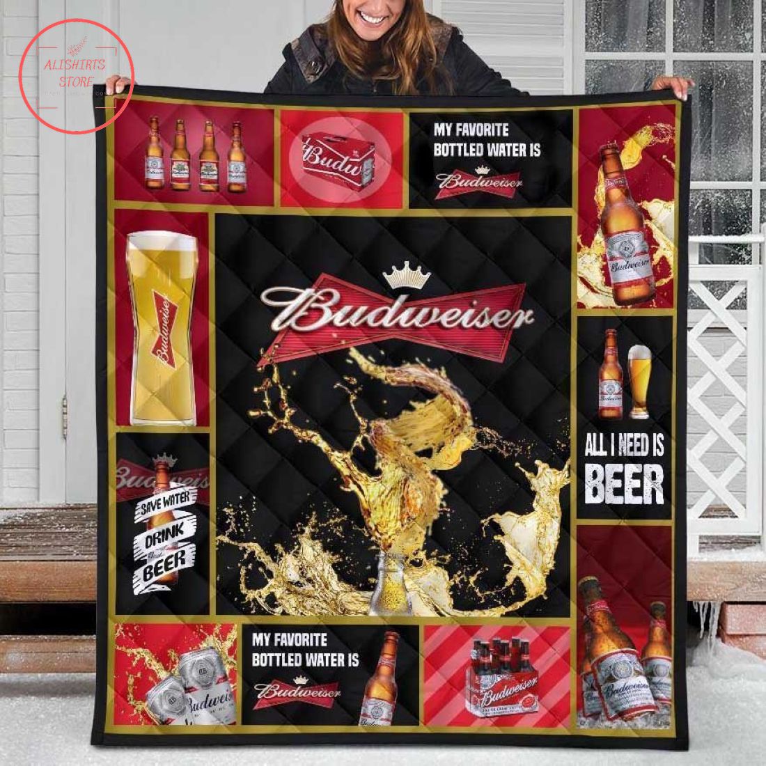 Budweiser Funny Beer Lover Quilt Blanket