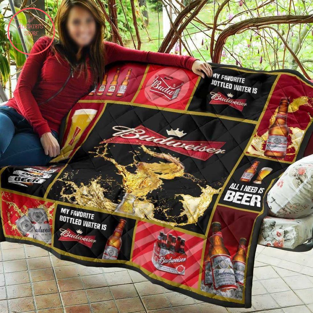 Budweiser Funny Beer Lover Quilt Blanket