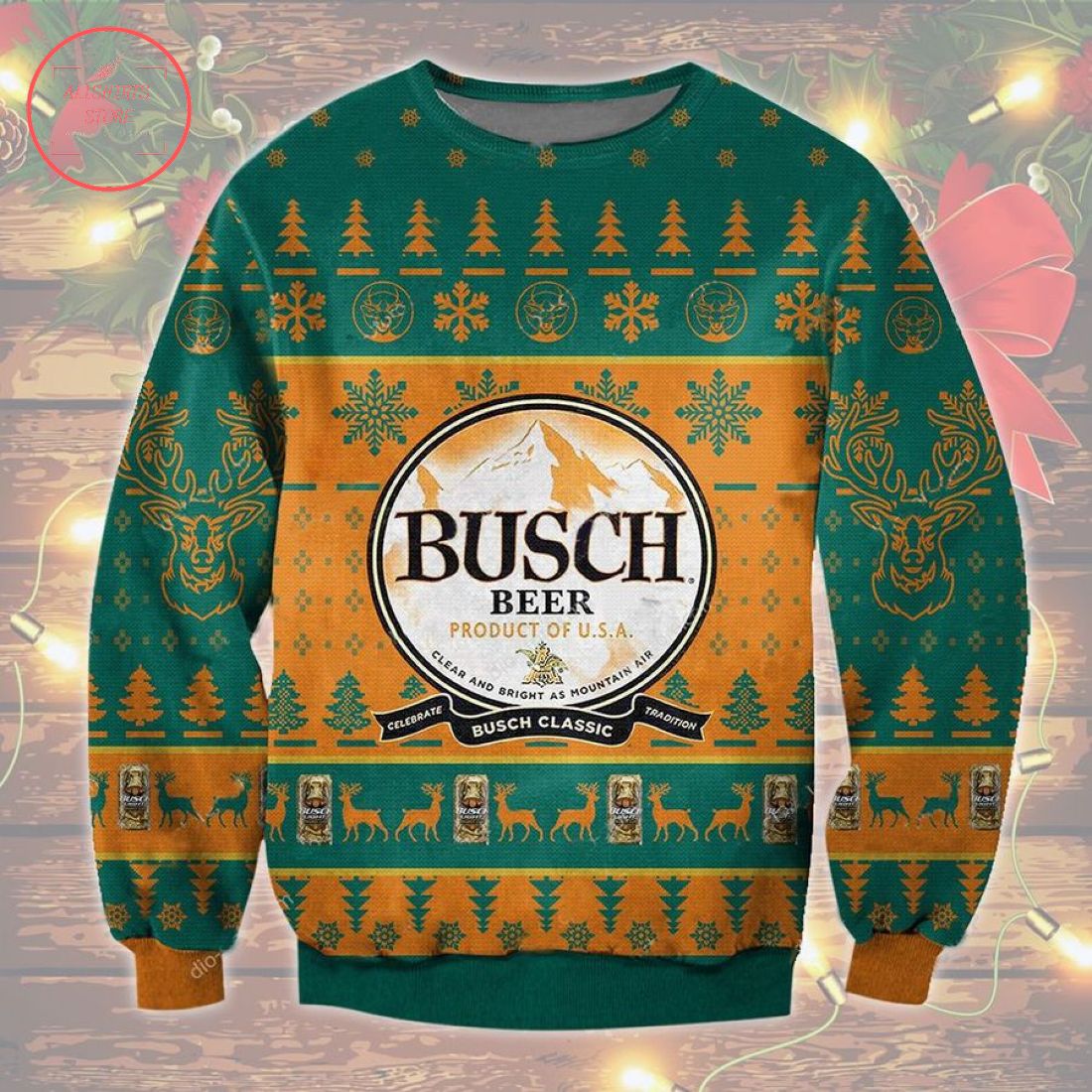 Busch Beer Ugly Christmas Sweater