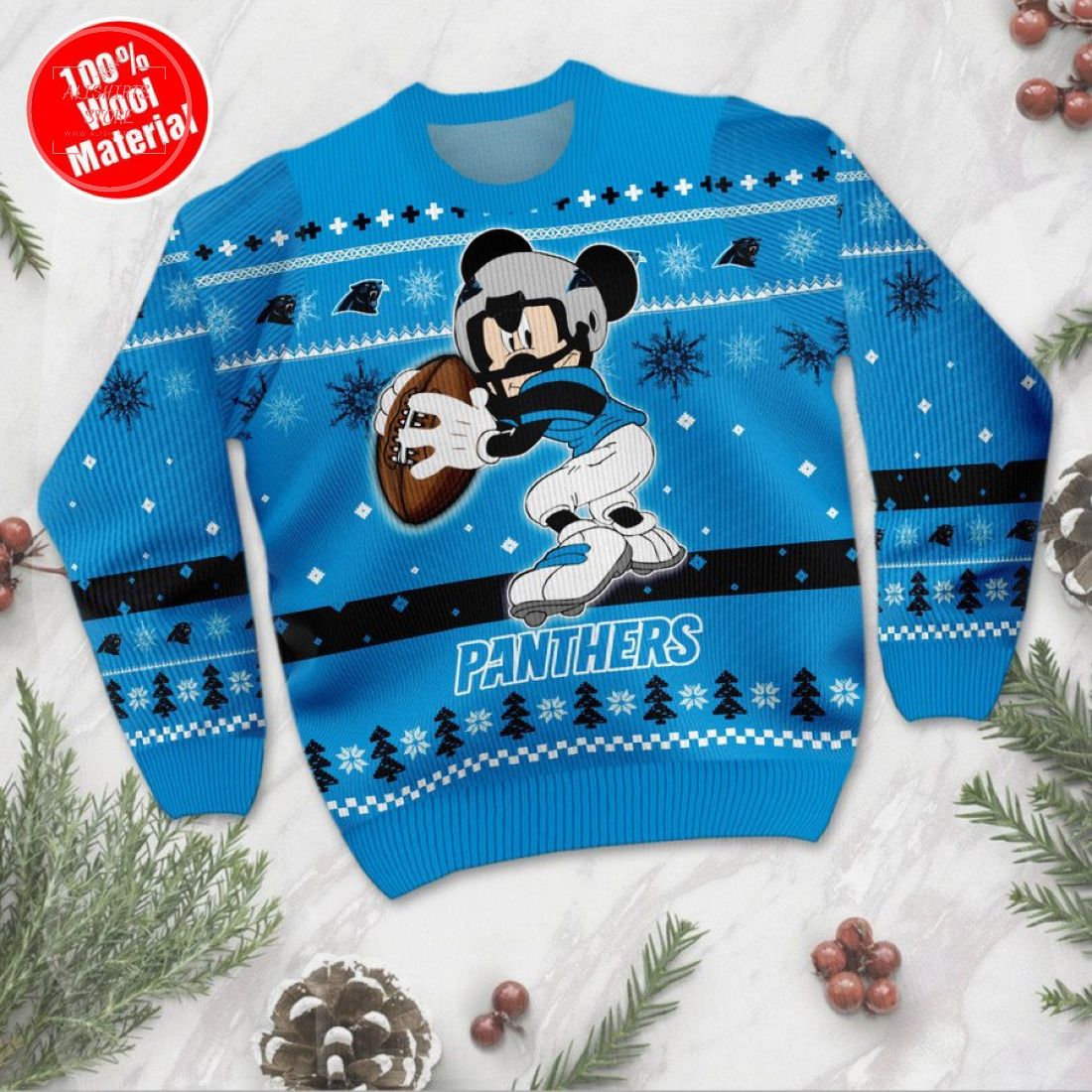 Carolina Panthers Mickey Mouse Ugly Christmas Sweater