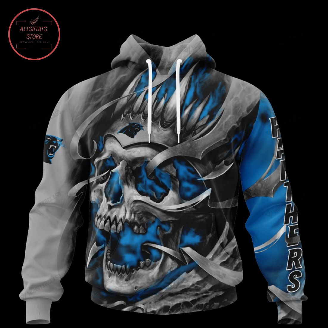 Carolina Panthers Skull Custom Name Jersey Hoodie 3d