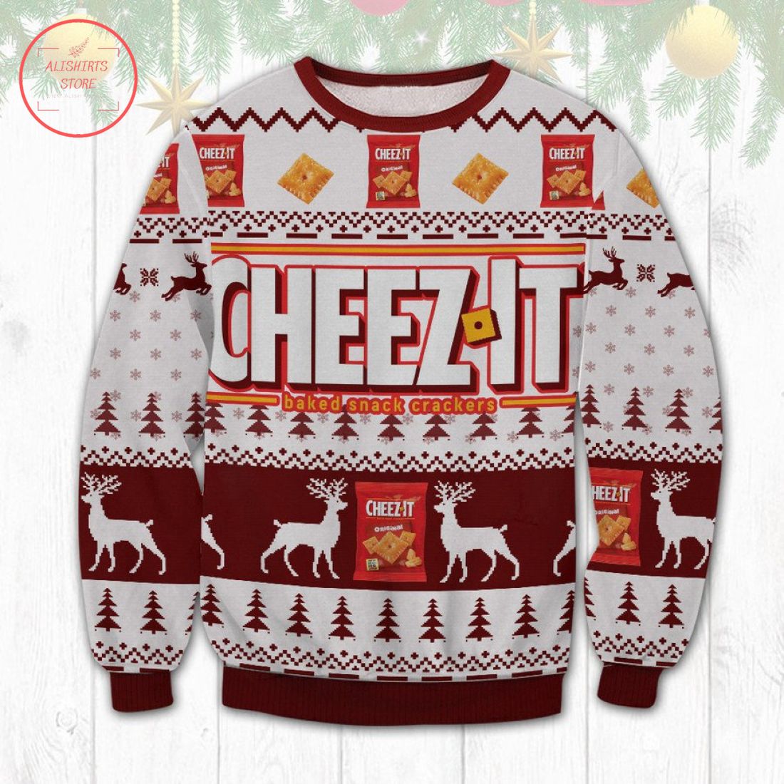 Cheez It Baked Snack Crackers Ugly Christmas Sweater