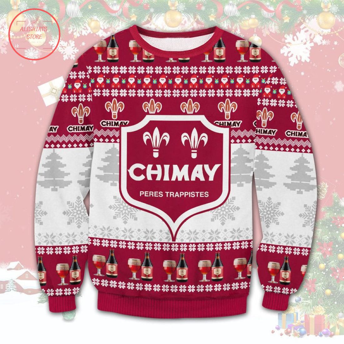 Chimay Peres Trappistes Ugly Christmas Sweater