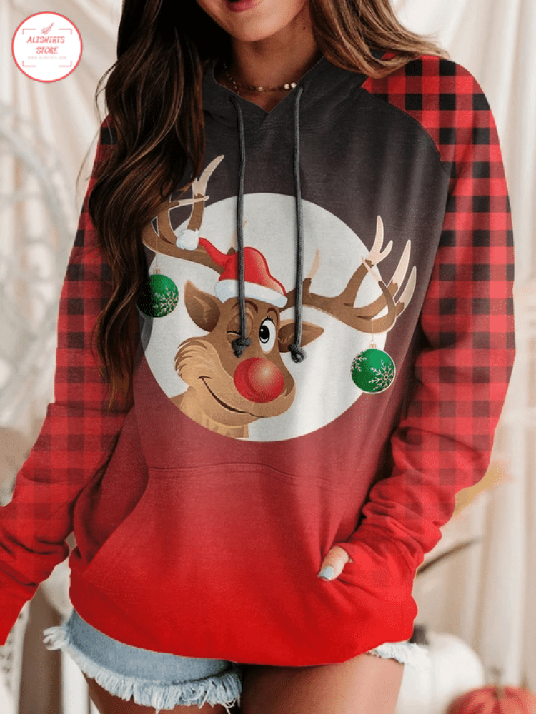 Christmas Reindeer Print Hoodie 3d