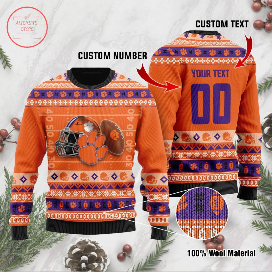 Clemson Tigers Personalized Ugly Christmas Sweater