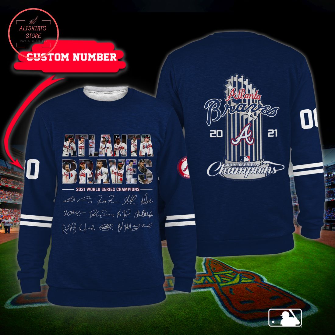 Custom Number Atlanta Braves Champions 2021 Full Print 3D Sweatshirt
