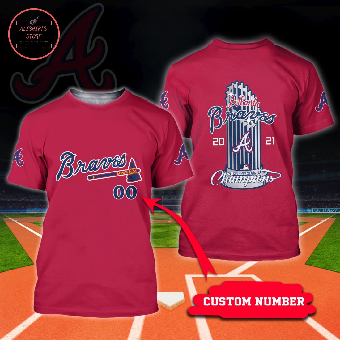 Custom Number Atlanta Braves Summer 2021 T-Shirt 3D