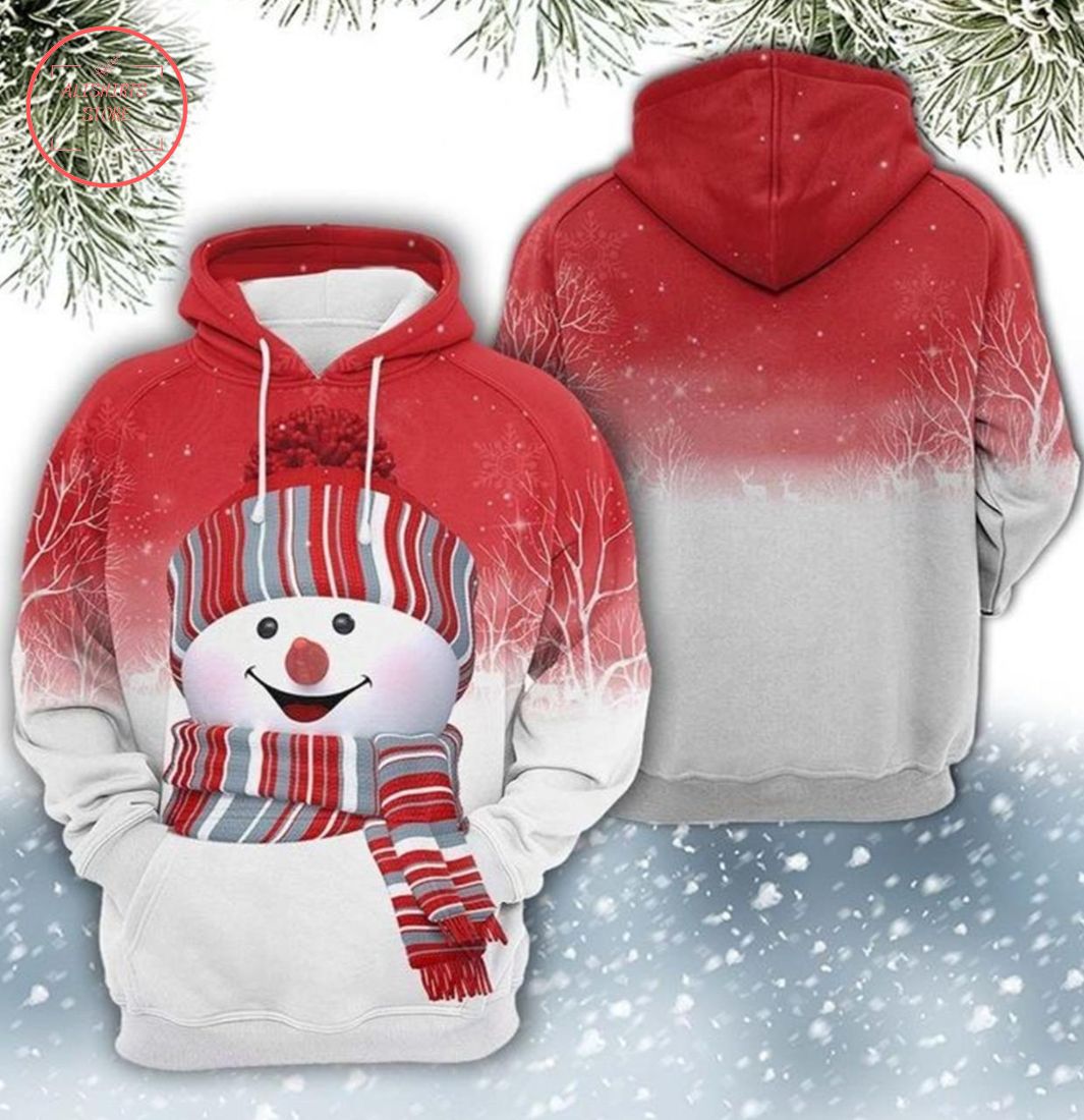 Cute Snowman Red And White Unique 3D Printed Sublimation Hoodie