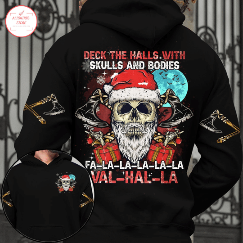 Deck The Halls With Skulls Christmas Hoodie 3d