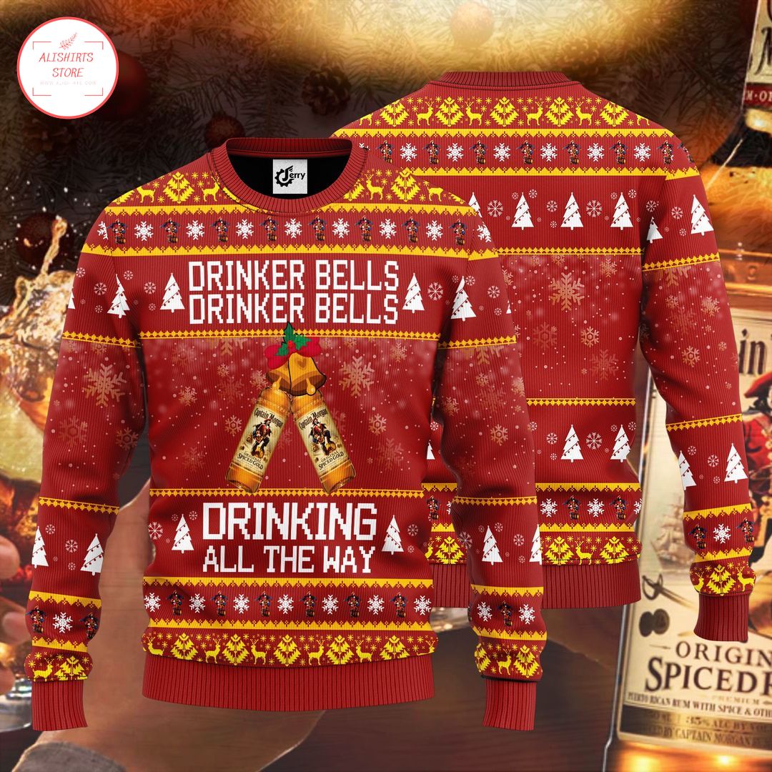 Drinker Bells Drinking All The Way Christmas Ugly Sweater