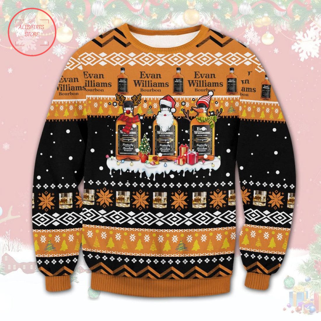 Evan Williams Bourbon Ugly Christmas Sweater