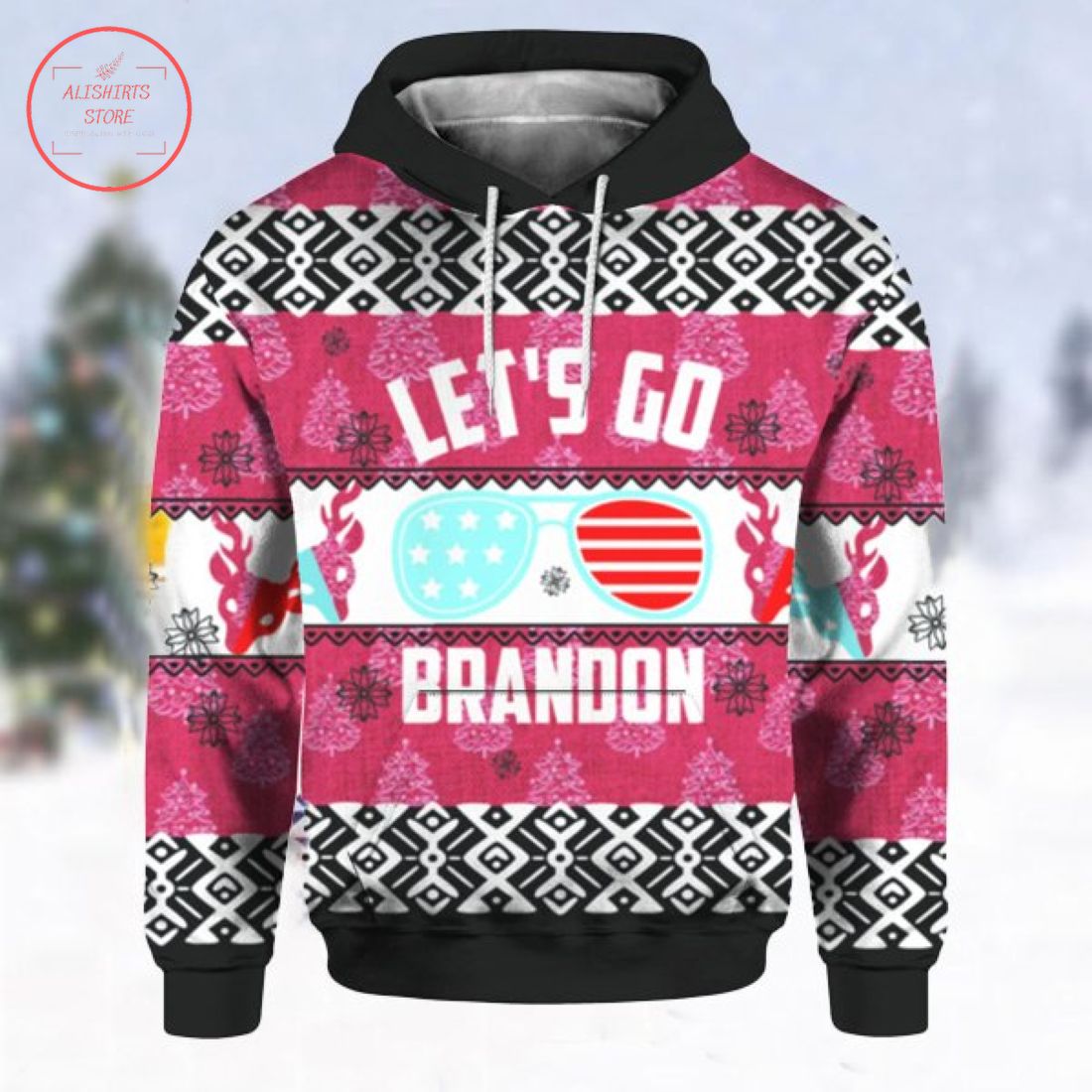 FJB Let's Go Brandon Ugly Christmas 3d Hoodie