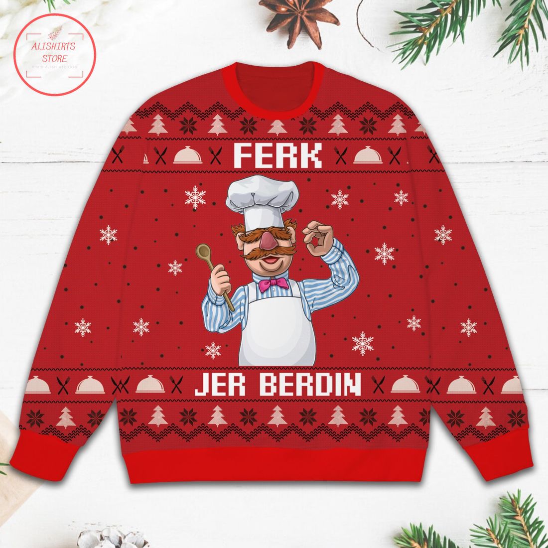 Ferk Jer Berdin The Swedish Chef Ugly Christmas Sweater