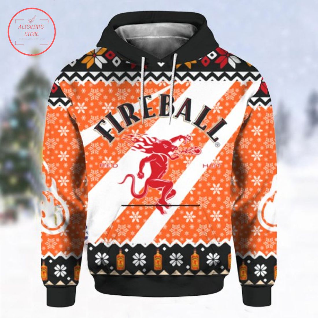 Fireball Whisky Ugly Christmas 3d All Over Print Hoodie