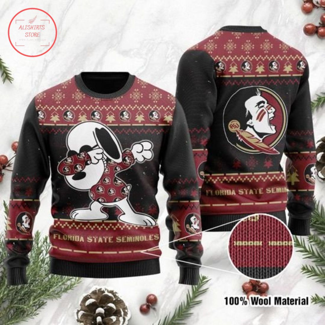 Florida State Seminoles Snoopy Ugly Christmas Sweater