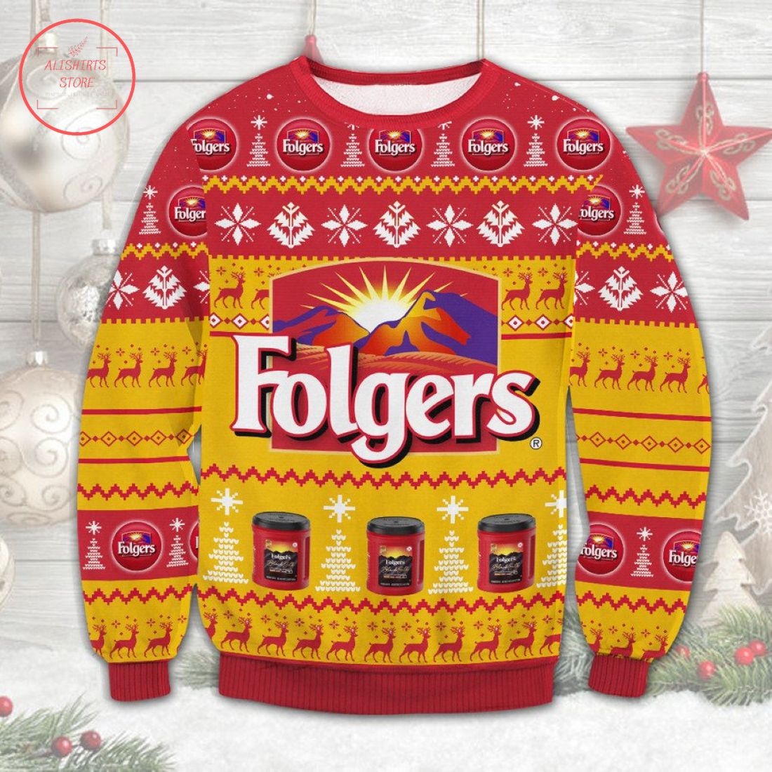 Folgers Coffee Ugly Christmas Sweater