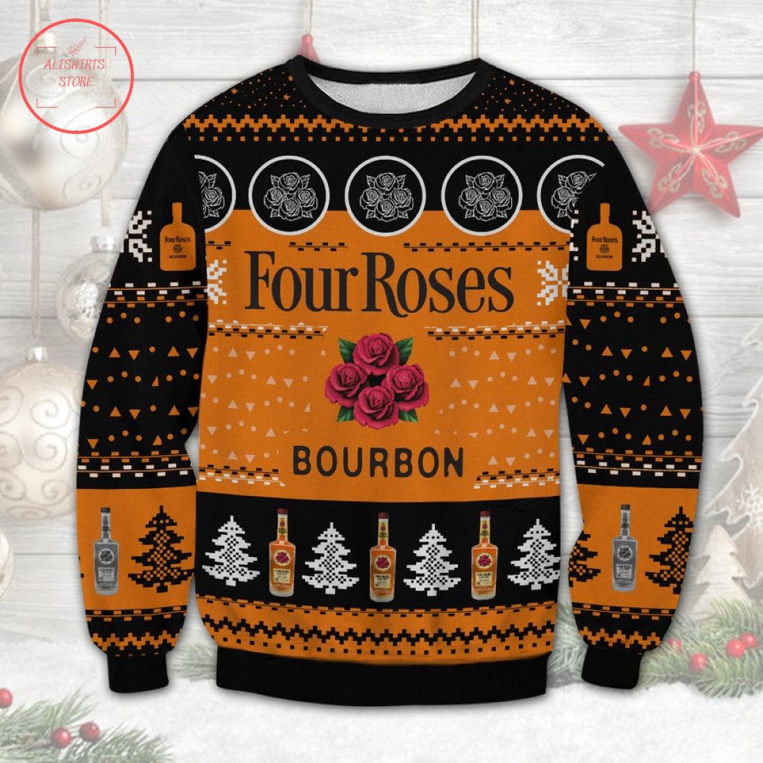 Four Roses Bourbon Ugly Christmas Sweater