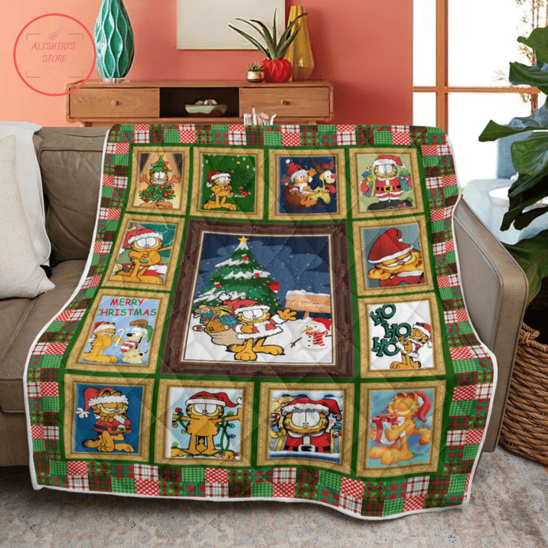 Garfield Merry Christmas Quilt Blanket