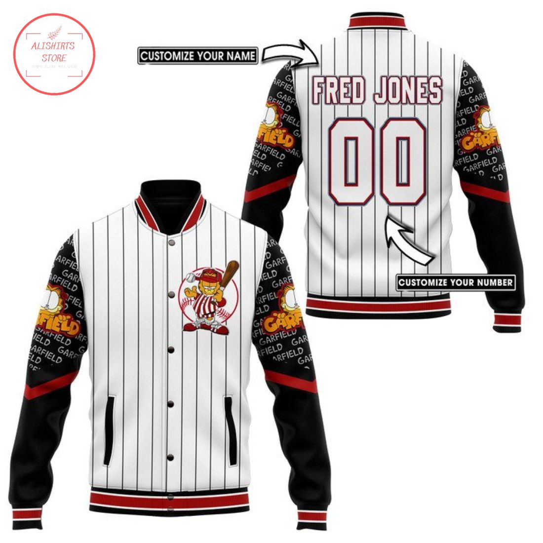 Garfield Personalized Varsity Baseball Jacket