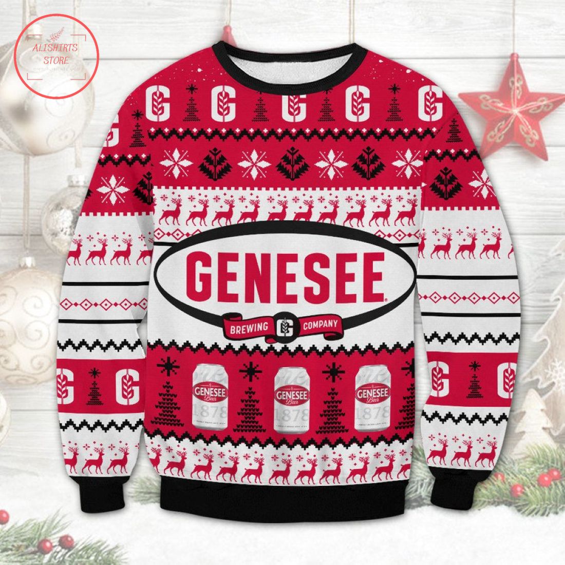 Genesee 1878 Beer Ugly Christmas Sweater