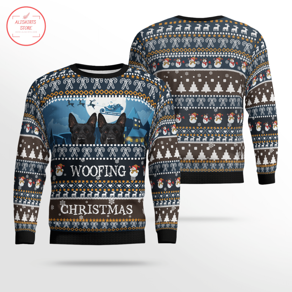 German Shepherd Woofing Ugly Christmas Sweater