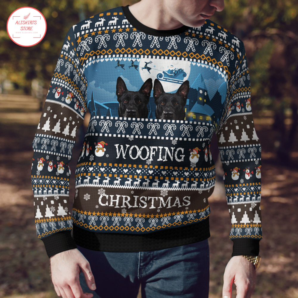 German Shepherd Woofing Ugly Christmas Sweater