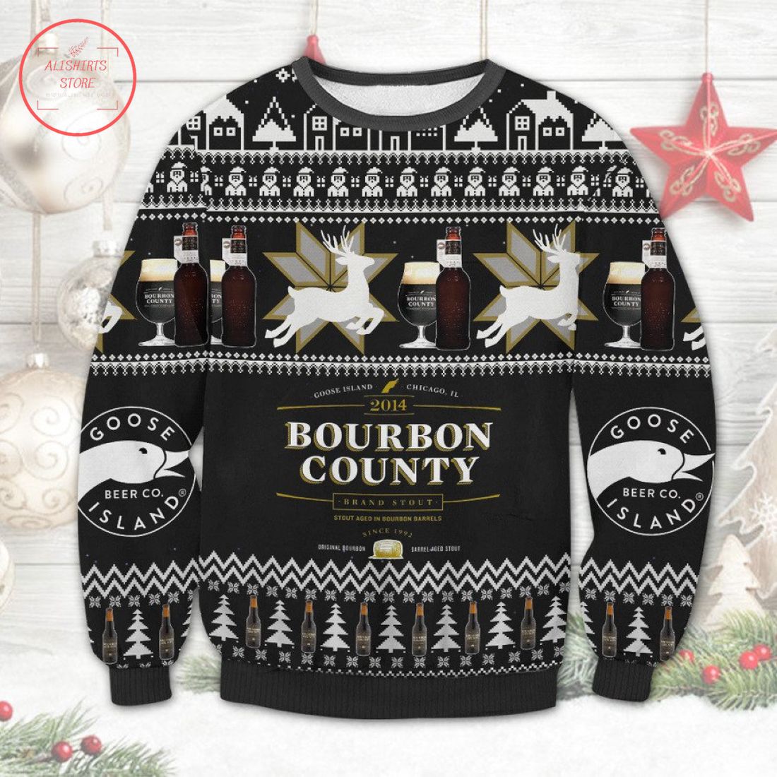 Goose Island Bourbon County Ugly Christmas Sweater