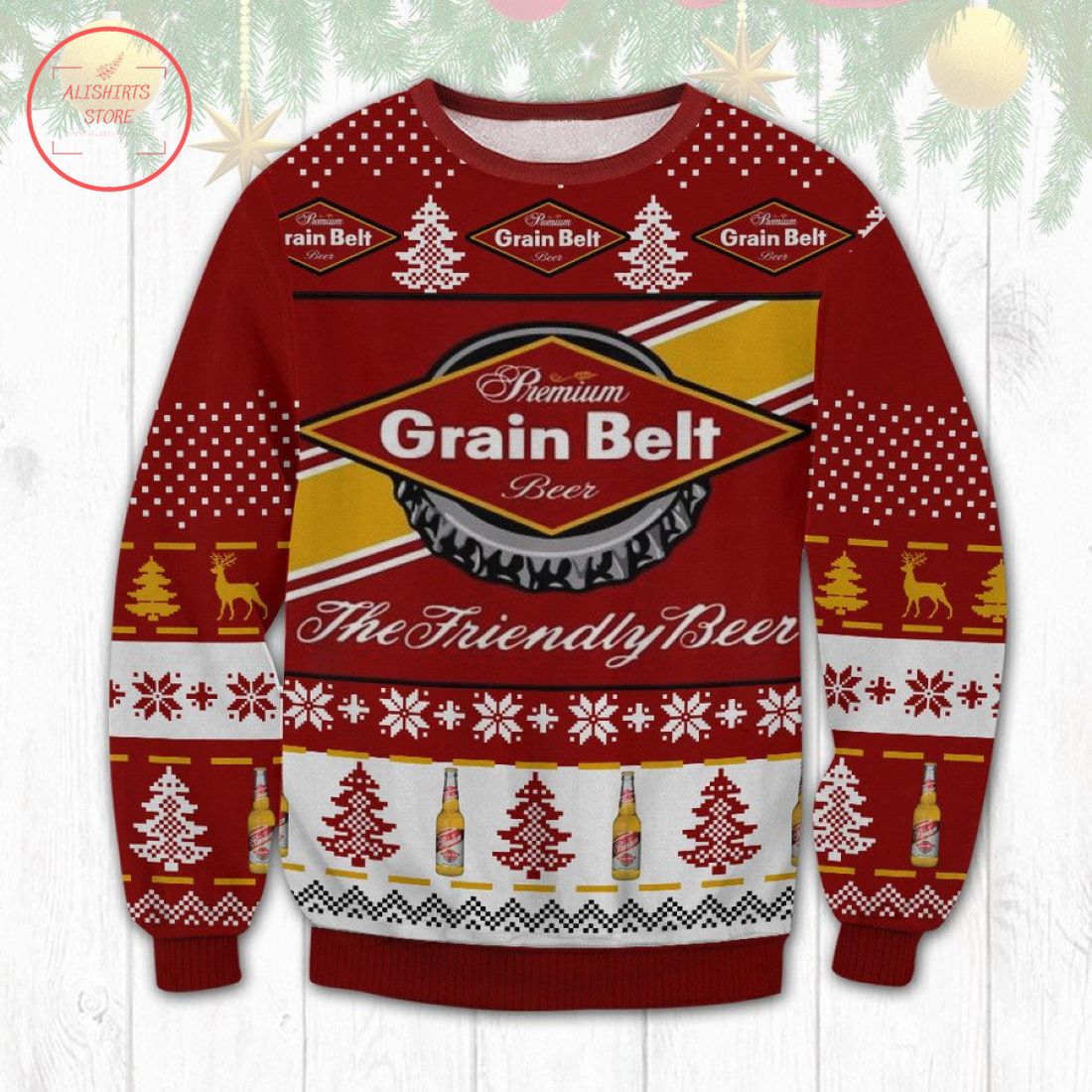 Grain Belt Premium Beer Ugly Christmas Sweater