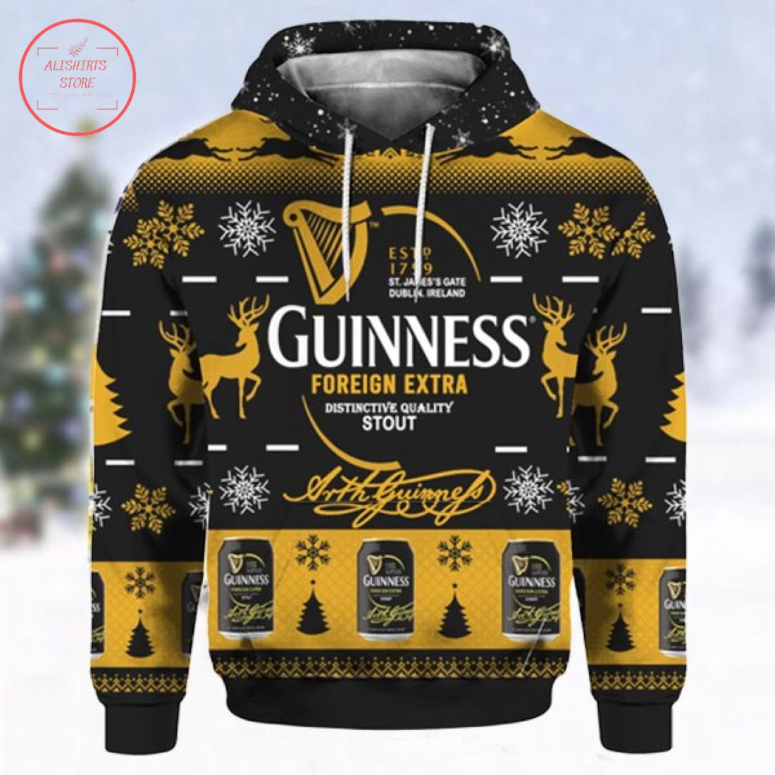 Guinness Foreign Extra Stout Ugly Christmas Hoodie