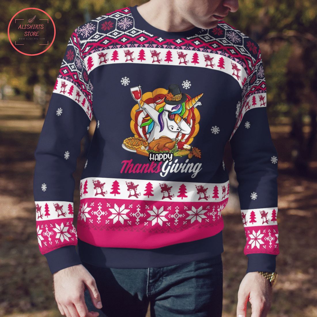 Happy Thanks Giving Unicorn Ugly Christmas Sweater