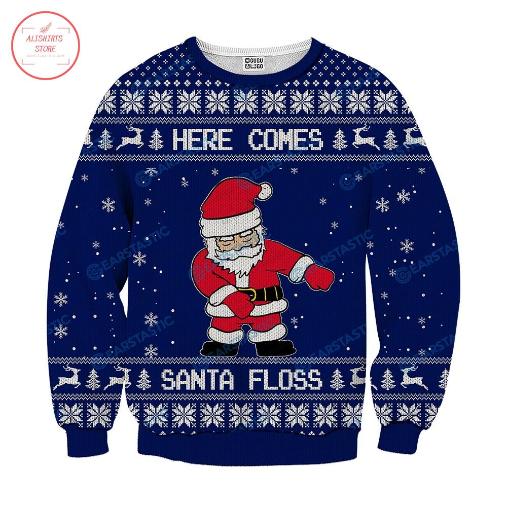 Here Comes Santa Floss Ugly Christmas Sweater