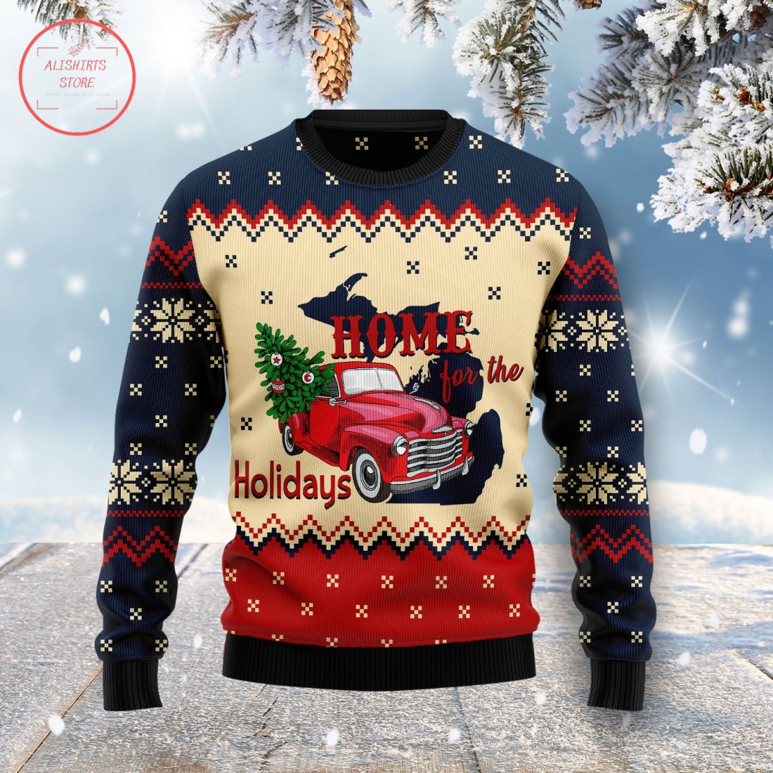 Home For The Holidays Michigan Ugly Christmas Sweater