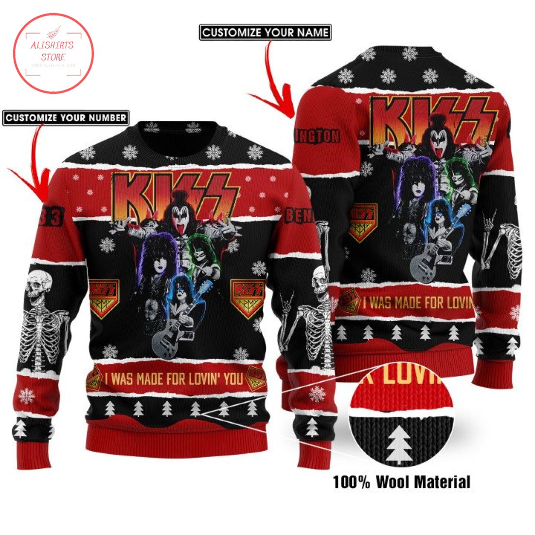 I Was Made for Lovin You Kiss Custom Ugly Christmas Sweater