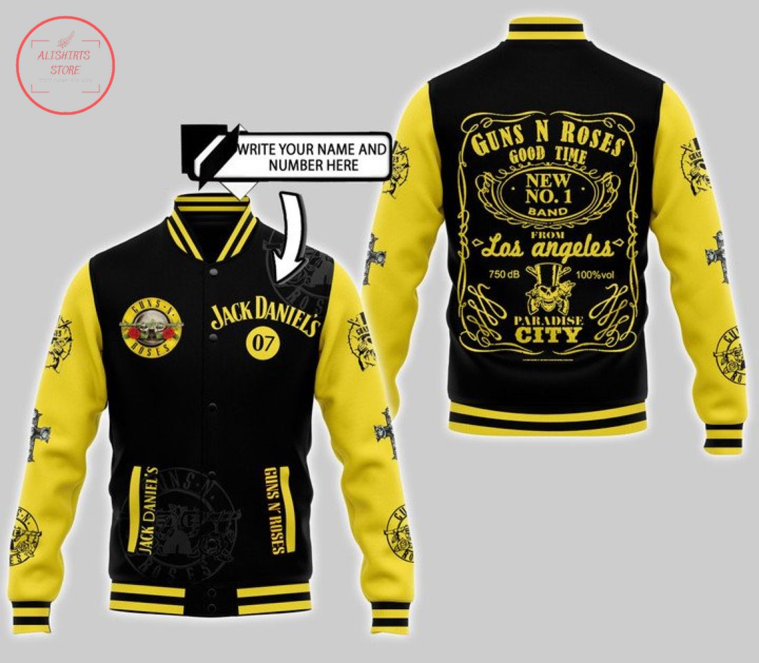 Jack Daniels Guns N Roses Personalized Baseball Jacket