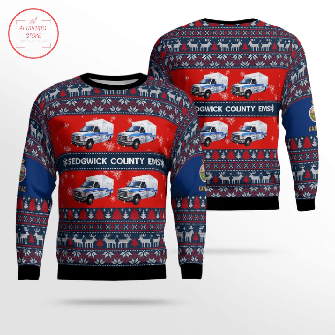 Kansas Sedgwick County Ems Ugly Christmas Sweater