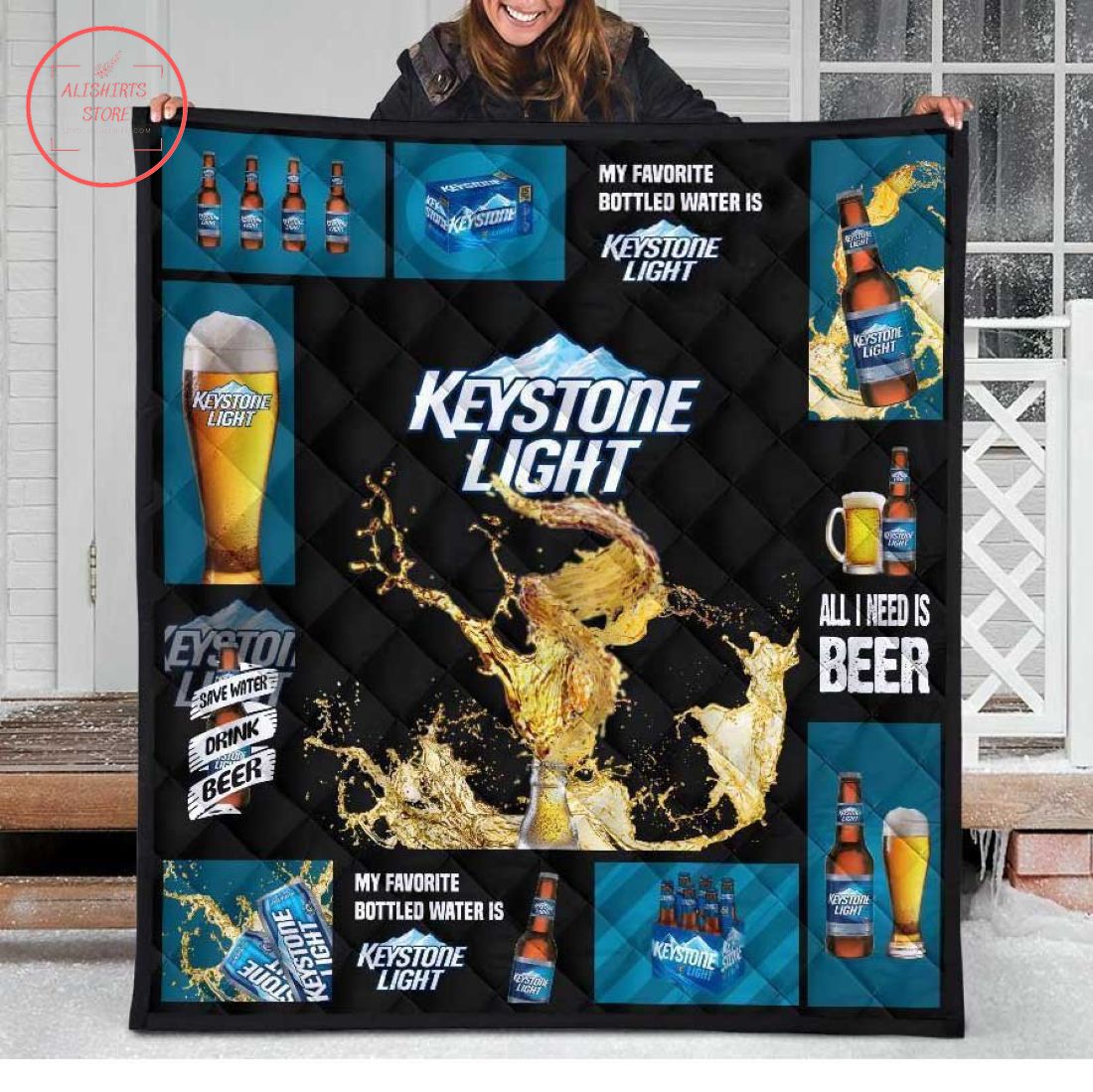 Keystone Light All I Need Is Beer Quilt Blanket